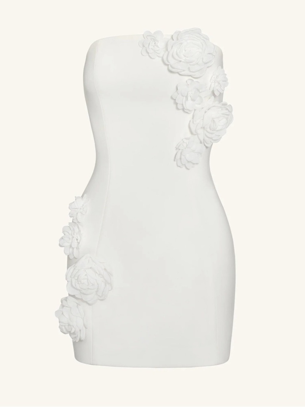 JW PEI White Strapless Floral-Appliqué Mini Dress